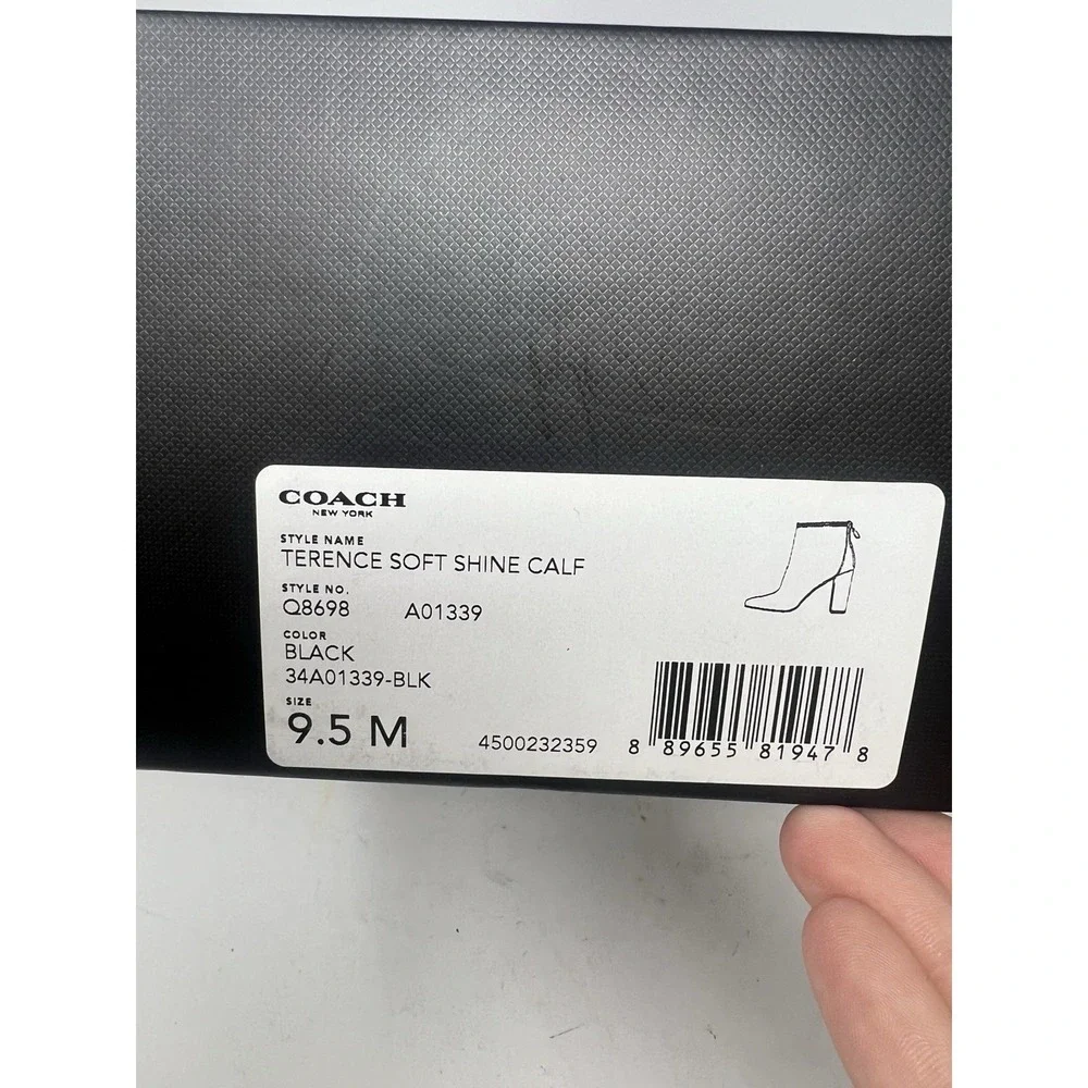 New In Box Coach Terence‎ Soft Shine Black Bootie Size 9.5M